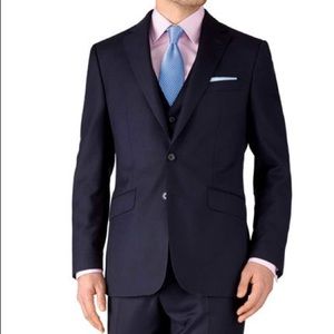 Charles Tyrwhitt Textured Blue Suit Jacket & Vest